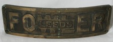 Antique Vintage John Fowler Leeds Curved Brass Cast Plaque Tractor 13 1/2"