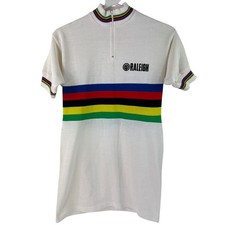 Vintage 80's Raleigh Cycling Jersey Rare 1/4 Zip Up  Polo Shirt Used | Small