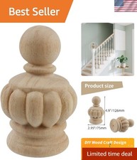 Wood Finials Curtain Rod Bed Post Staircase Decor DIY Crafts Unfinished 1 Pc