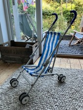 Maclaren Vintage Dolls Buggy Blue White Stripe