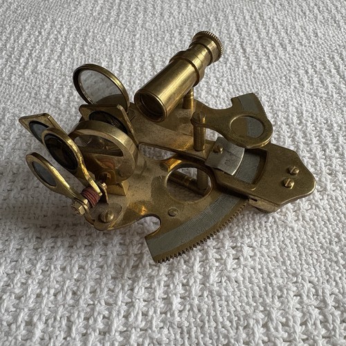 Brass pocket sextant nautical - sextant,