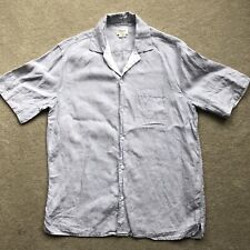 Club Monaco Men’s Pure Linen Button Up Camp Collar Shirt Grey Size S / M