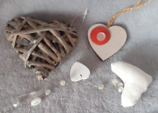 Heart Christmas Tree Decorations x 3...Wicker Heart measures 3.5ins
