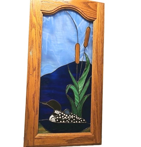 Vtg large stained glass panel - large,