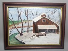 Primitive Naive School Canadian Oil On-Board Painting Signed F Stephenson 1992