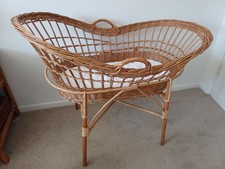 Wicker Crib and Stand with new