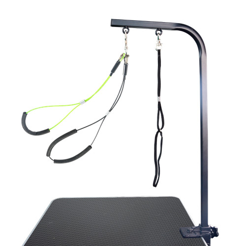 Grooming arm with - with, clamp
