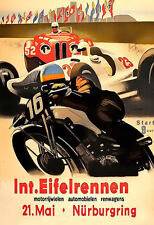 International Eifelrennen 1939 Nurburgring BMW Audi Mercedes Bike  Poster Print