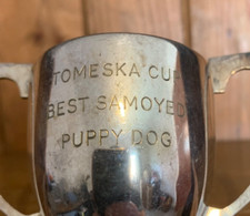 Best Samoyed Puppy Dog vintage silver plate trophy, trophies