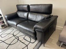 BLACK LEATHER DFS MILANO POWER RECLINER 2 SEATED SOFA - USB