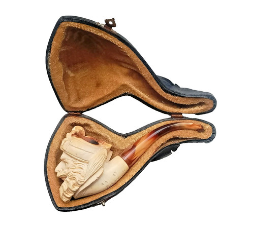Antique carved meerschaum pipe - antique,