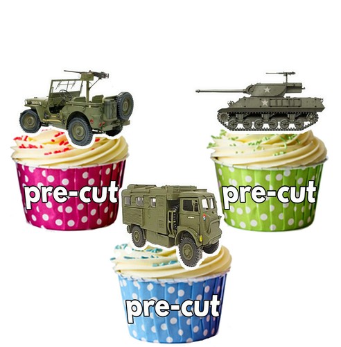 Precut army vehicles edible - precut,