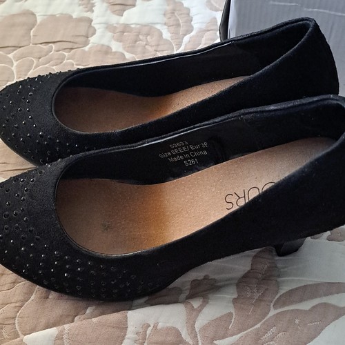 Yours black court heels block - black,
