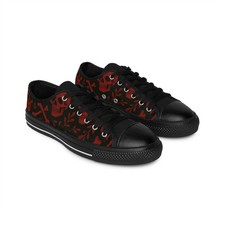 Gothic Skull Canvas Shoes Black Red Low Top Sneakers | Punk Street Casual