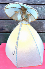 Vintage art deco 20s 30s boudoir lamp crinoline lady vellum parasol shepherdess
