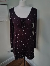 RRP £20 Brand New Wednesdays Girl Dress Size 12/L Black Heart Pattern Stretchy