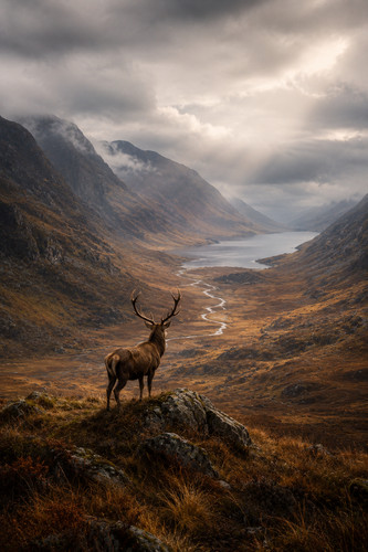 Scottish highland glen with - highland,
