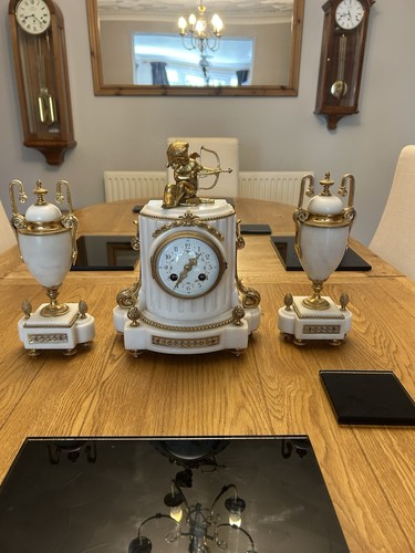 Antique clock garniture set - antique, c
