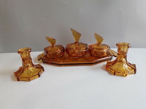 Art deco amber glass dressing - deco,