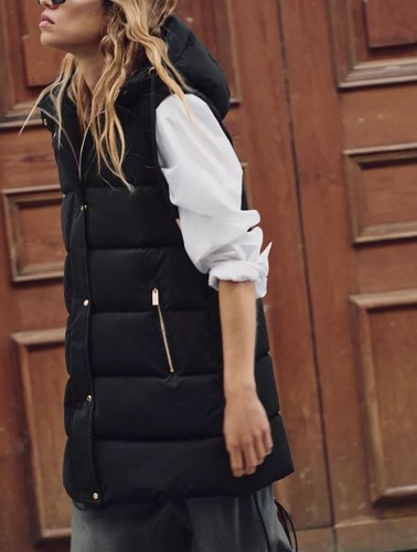 Zara long puffer gilet - gilet, size