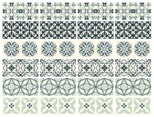 Tile Stickers Waterproof Border Metro Green Mosaic Pack Of 24 150mm x 75mm BT29