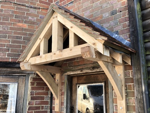 Handcrafted oak porch canopy - handcrafted,