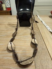 Wooden Necklace Adjustable Length Long Beaded Vintage Etnic Hippy Surf Statement