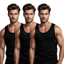 Men Black Vest 3 -6 -12 Pack