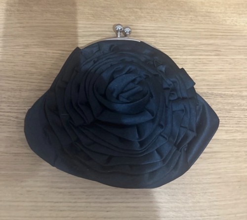 Women black satin floral - black,