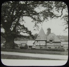 Glass Magic Lantern Slide STUD LODGE EATON HALL ESTATE CHESHIRE C1890 OLD PHOTO