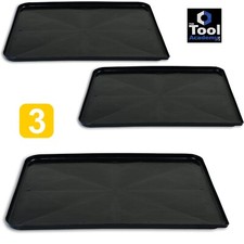 3x BLACK Plastic Drip Tray Ideal  for DIY Oil Floor Contamination 60X45X2cm