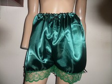 GREEN SATIN GREEN GOLD  LACE FRENCH CAMI STYLE KNICKERS  30-46 WAIST