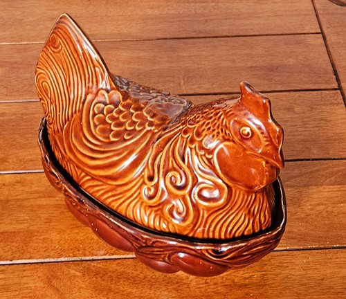 Vintage ceramic chicken hen - ceramic,