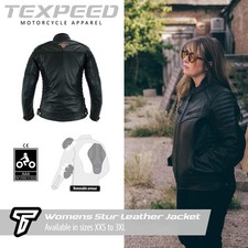 Leather Womens Motorbike Jacket With Armour Black Motorcycle Touring Biker CE