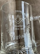 Masonic Glass Engraved Tankard