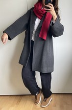 Gerard Darel Wool Coat Angora Warm Jacket Grey A Line Size 12 42