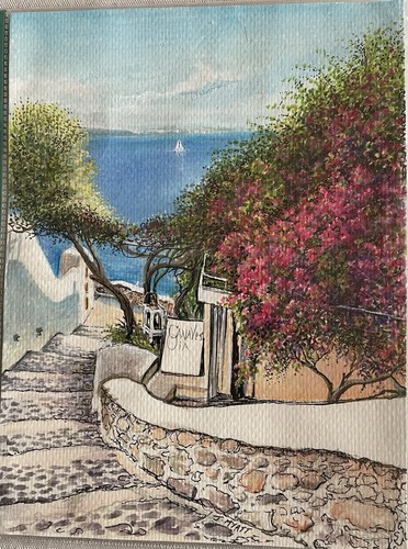 Small watercolour wine cave - watercolour, in