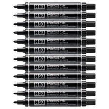 Pentel N50 Permanent Bullet Marker Broad - Black Pack of 12