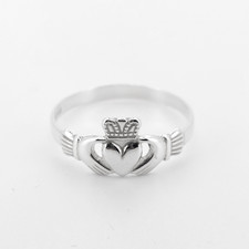 Irish Silver Claddagh Ring Hallmarked Made In Ireland 925 Sterling Vintage Sz N