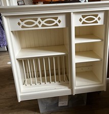 Wooden Plate Rack Wall Mounted Painted Cream Finish Kitchen Storage