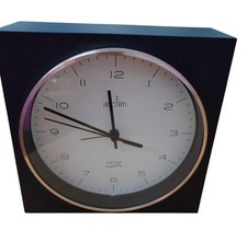 Acctim Square Clock Black Wall Or Free Standing Rose Gold Edge Battery Operated