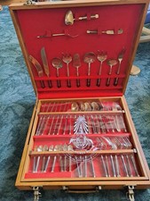 Thai Bronze & Rosewood 98 piece cutlery set canteen  in  wooden case