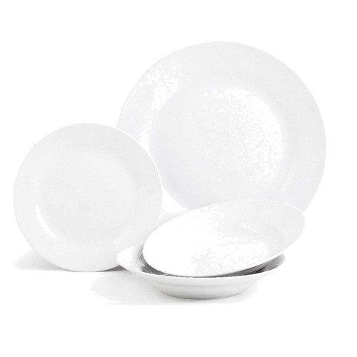 12p white porcelain - white, dinner