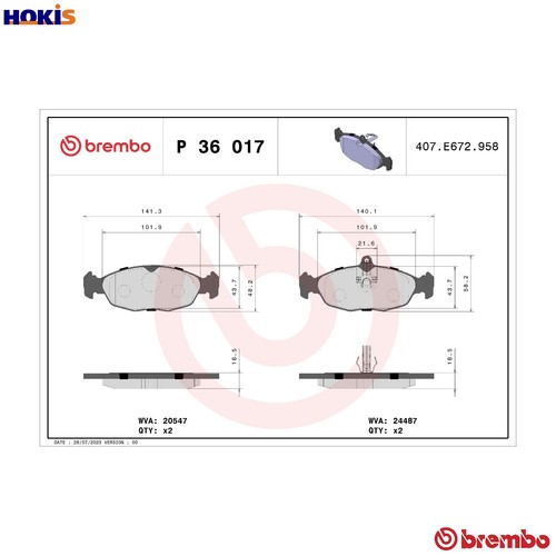 Brake pad set disc - brake, 36