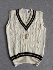 Vintage Cricket Jumper Vest Cable Knit Sweater Size 42” Chest 100% Pure New Wool