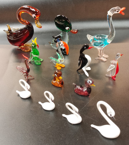 Mini glass bird ornaments x14 - mini,