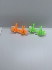 Small Green /Orange Plastic Dragonfly Hair Clips Set Of 2 (2sets Included