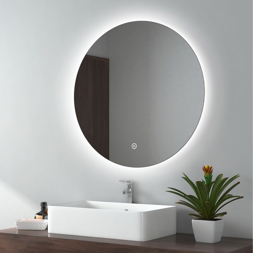 Emke round led bathroom mirror - bathroom,