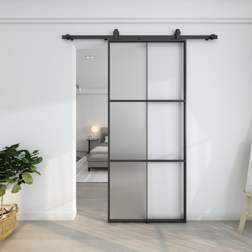 Frosted glass barn door panel - frosted,