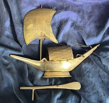 Vintage Decorative Brass BangladeshiSail Boat with Oar